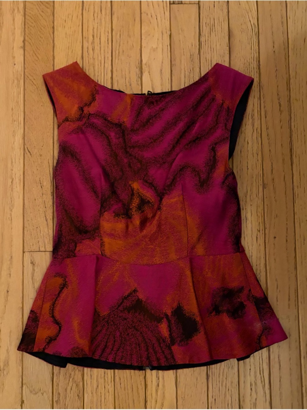 Alice + Olivia Magenta and Orange Peplum Shell Top